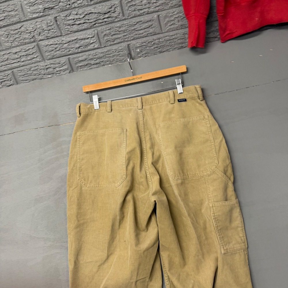 Polo Ralph Lauren Tan Corduroy Carpenter Pants Mens 34x28 Beige Utility Relaxed